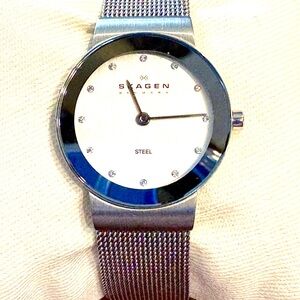 Skagen Silver-Tone Mesh Timepiece
